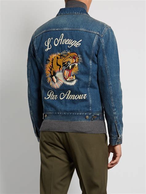 fan cloth windbreaker gucci|gucci men's denim trucker jacket.